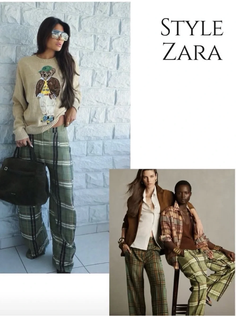 Zara NWT ZW Collection linen blend checkered plaid pants 8371/029 - Picture 7 of 12